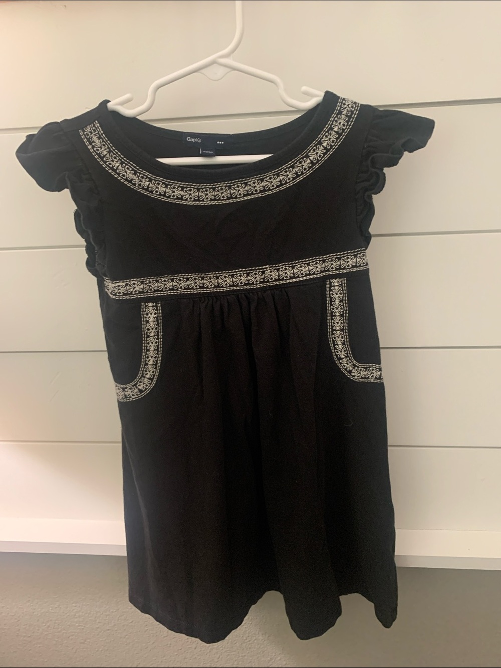GAP Kids Black Dress with White Embroidered Trim Size 4